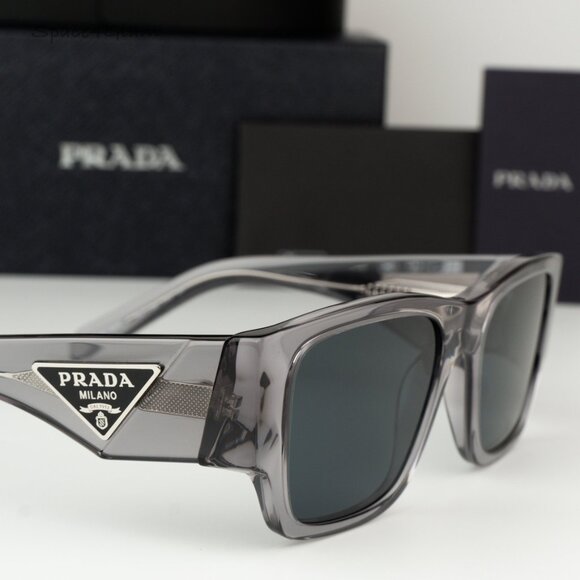 BRAND NEW Prada PR10ZS 16Z70B Transparent Asphalt Grey Square Unisex Sunglasses - Picture 5 of 9